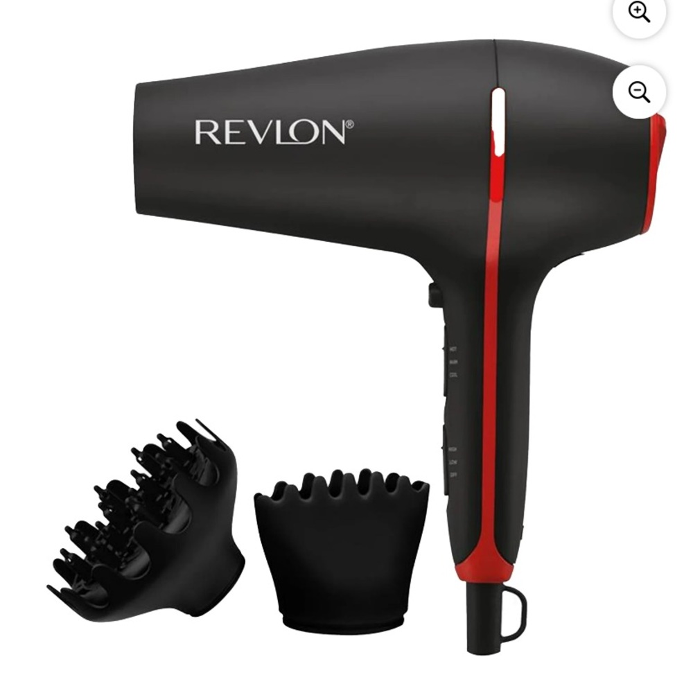 Revlon Black & Red Professional Hair Dryer with Diffuser Attachments